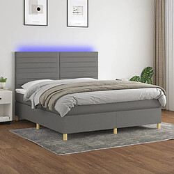 vidaXL Sommier à lattes de lit et matelas et LED Gris foncé 160x200 cm 