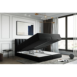 TRADA Lit adulte 180x200 GUSTO avec rangement et matelas ressorts ensachés - lit double rembourré avec matelas pocket energy springs noir 