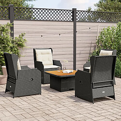 vidaXL Salon de jardin 5 pcs avec coussins Noir Résine tressée