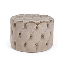 Webmarketpoint Pouf velours gris tourterelle LORELLA diamètre 60x h42 cm 