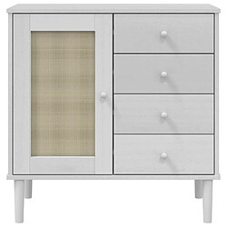 Acheter vidaXL Buffet SENJA aspect rotin blanc 80x40x80 cm bois massif de pin