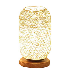 Wewoo Lampe USB Bois Rotin Ficelle Boule De De Table De La Maison Art Décoratif Bureau Lumière Beige