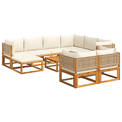 vidaXL Salon de jardin avec coussins 10 pcs bois d'acacia solide