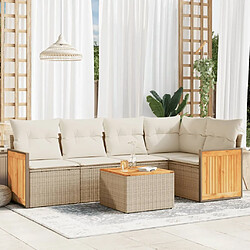 vidaXL Salon de jardin avec coussins 6 pcs beige résine tressée 