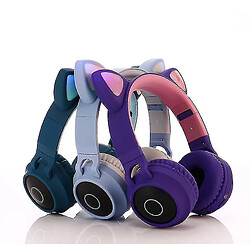 Avis Universal Casque sans fil oreille chat casque bluetooth enfant adulte bleu gris