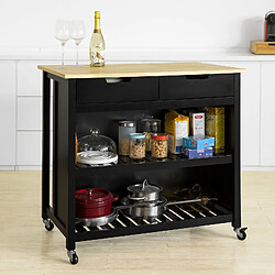 SoBuy FKW74-SCH îlot de Cuisine Buffet Desserte de Cuisine à roulettes Table Roulante Meuble de Rangement