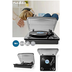 NEDIS Platine Vinyle Bluetooth MP3 33 rpm / 45 rpm / 78 rpm Courroie Stéréo RCA Bluetooth® 18W (Pré) amplificateur intégré MDF NOIR DESIGN 