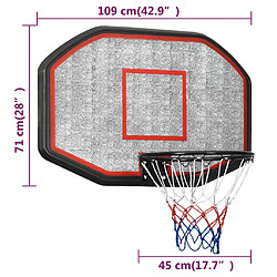 vidaXL Panneau de basket-ball Noir 109x71x3 cm Polyéthylène pas cher