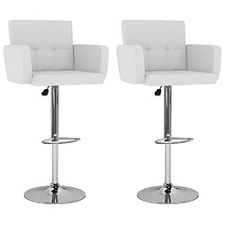 vidaXL Tabourets de bar lot de 2 blanc similicuir