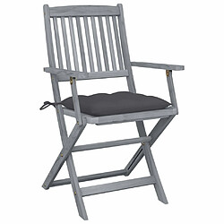 Maison Chic Lot de 2 Chaises pliables d'extérieur avec coussins | Chaises de jardin | Fauteuil Relax Bois d'acacia -GKD86356