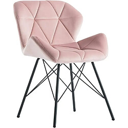 Acheter Decoshop26 Lot de 2 chaises de salle à manger en tissu velours rose couture triangle pieds en métal design Eiffel CDS09337