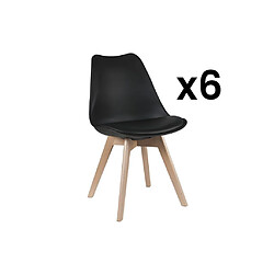 Vente-Unique Lot de 6 chaises JODY - Polypropylène et Hêtre - Noir 