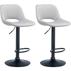 Decoshop26 Tabourets de bar chaises haute x2 avec repose-pieds en velours gris clair piètement métallique noir 10_0004082 