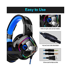 Universal Casque gaming casque anti bruit stéréo basse lourde pc portable téléphone portable a66 noir et vert respiration light plug version pas cher