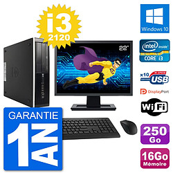 PC HP 8300 SFF Ecran 22" Intel i3-2120 RAM 16Go Disque 250Go Windows 10 Wifi - Occasion