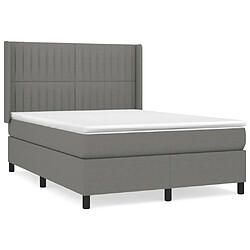 vidaXL Sommier à lattes de lit avec matelas Gris foncé 140x200cm Tissu