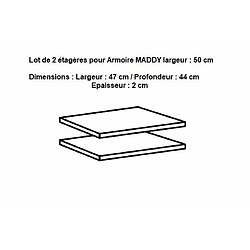 Inside 75 Lot de 2 étagères pour rangement MADDY L : 50 cm