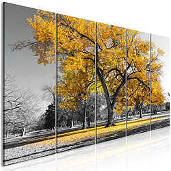 Decoshop26 Tableau toile de décoration murale impression premium en 5 parties sur châssis en bois motif L'automne dans le parc doré 200x80 cm 11_0018138