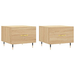 vidaXL Tables basses 2 pcs chêne sonoma 50x50x40 cm bois d'ingénierie