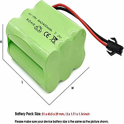 Avis Batterie NiMH 7.2V 2400mAh pour modèles RC | Rechargeable par USB | Compatible avec les voitures RC, les réservoirs RC