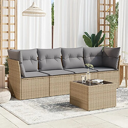 vidaXL Salon de jardin avec coussins 5 pcs beige résine tressée 