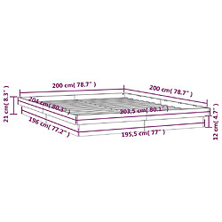 vidaXL Cadre de lit à LED sans matelas blanc 200x200 cm bois massif pas cher