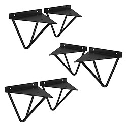 ML DESIGN MODERN LIVING 6x Support étagère d'angle triangle en métal noir avec vis 160 mm fixation mural 