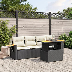 Maison Chic Ensemble de 5 Tables et chaises d'extérieur avec coussins,Salon de jardin noir résine tressée -GKD923518