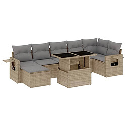 vidaXL Salon de jardin avec coussins 8 pcs beige résine tressée