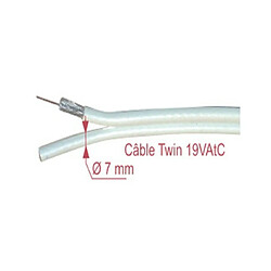 Elap Câble Coaxial pour antenne satellite TV de 100 m métré TWIN 2x19 VAtC Blanc Diamètre 7mm