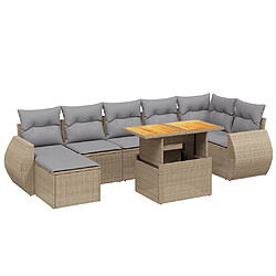 vidaXL Salon de jardin avec coussins 8 pcs beige résine tressée