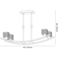 Avis Luminaire Center Suspension Elsa télescopique 6 Ampoules nickel satiné/cristal