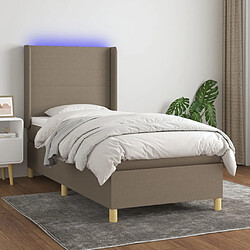 vidaXL Sommier à lattes de lit matelas et LED Taupe 100x200 cm Tissu