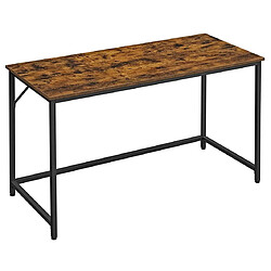 Helloshop26 Bureau table poste de travail 140 cm pour bureau salon chambre assemblage simple métal style industriel marron rustique et noir 12_0001306 