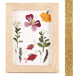 Youdoit Cadre en bois pour Herbier 13 x 17 cm + masking tape doré à paillettes 5 m