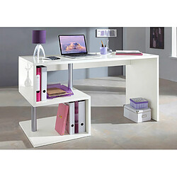 Alter Esse bureau moderne pour bureau et étude avec étagère, Made in Italy, Table d'ordinateur, bureau PC, 140x60h78 cm, couleur blanc brillant