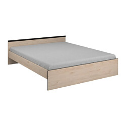 Acheter Vente-Unique Lit avec rangements 160 x 200 cm - 2 tiroirs et 1 niche - Coloris : Naturel + Sommier - PABLO