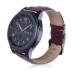 Wewoo Bande de montre-bracelet en cuir véritable pour Samsung Gear S3 22mm Vin Rouge pas cher