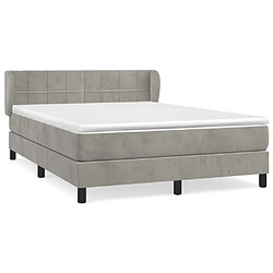 vidaXL Sommier à lattes de lit et matelas Gris clair 140x190cm Velours