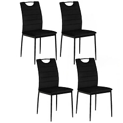 Toilinux Lot de 4 Chaises de salle à manger effet velours et métal - Noir Toilinux - Lot de 4 Chaises de salle à manger effet velours et métal - Noir - Moderne