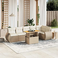 vidaXL Salon de jardin avec coussins 7 pcs beige résine tressée