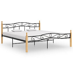 vidaXL Cadre de lit sans matelas noir métal bois chêne 180x200 cm