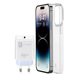 Cellular Line Cellularline Starter Kit Chargeur et Coque Blanche Transparente pour Iphone 14 Pro Max A2894