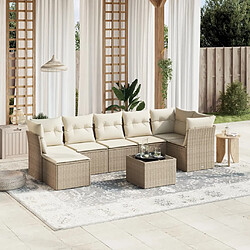 vidaXL Salon de jardin avec coussins 8 pcs beige résine tressée