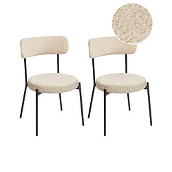 Beliani Chaise de salle à manger Set de 2 Bouclé Beige clair ALLISON