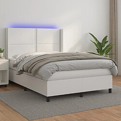 Sommier à lattes et matelas LED,Cadre à lattes de lit pour Adulte Blanc 140x200 cm Similicuir -MN53981