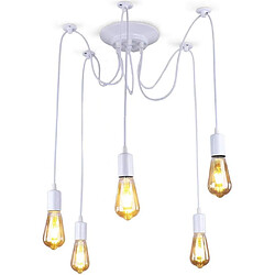 Stoex Plafonnier Vintage Antique E27 Lustre Rétro Suspension Luminaire D'Intérieur Blanc 5 Têtes 