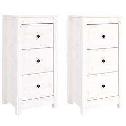 Maison Chic Ensemble de 2 Buffets,commode,console pour rangement Blanc 40x35x80 cm Bois massif de pin -MN81414