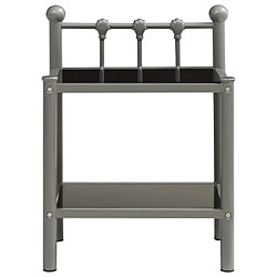 Maison Chic Table de chevet,Table de Nuit,Meuble de Rangement Gris et noir 45x34,5x60,5 cm Métal et verre