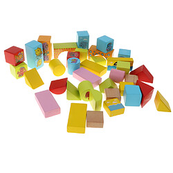 Acheter 46pcs bois géométrie blocs cognitifs empilables jeu enfants jouet-animal marin